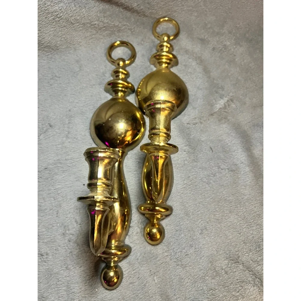 Vintage Syroco Homco Gold Wall Candle Sconce Pair Hollywood Regency 1969 USA